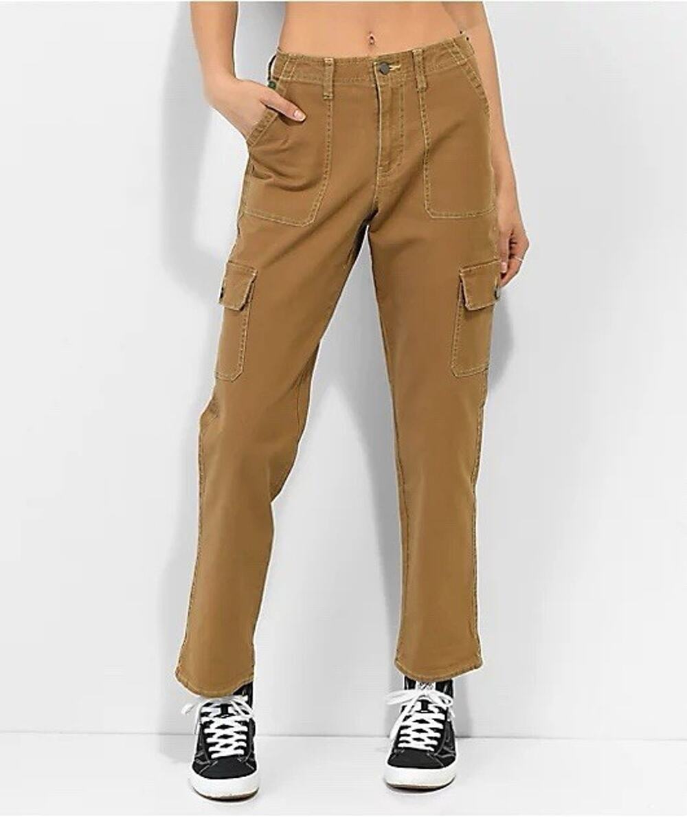 Empyre Juniors Marlo Canvas Cargo Pants Y2K Skater - Bronze Brown, Jr. Size 13